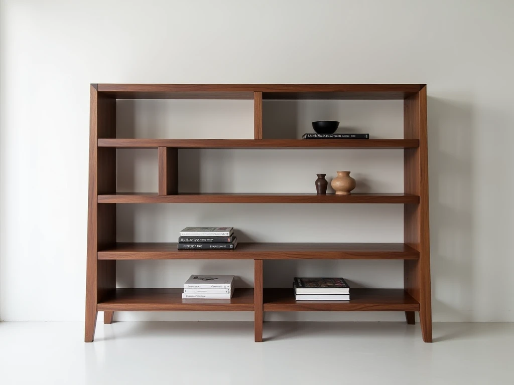 Asymmetric Walnut Display Shelf